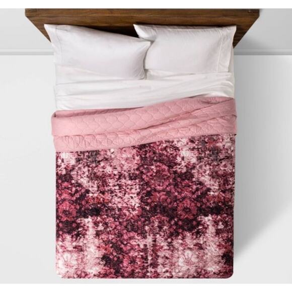 Opalhouse Floral Quilt Full Queen Pink Plum Moody Boho Bedroom Blanket Bedding - Picture 1 of 12